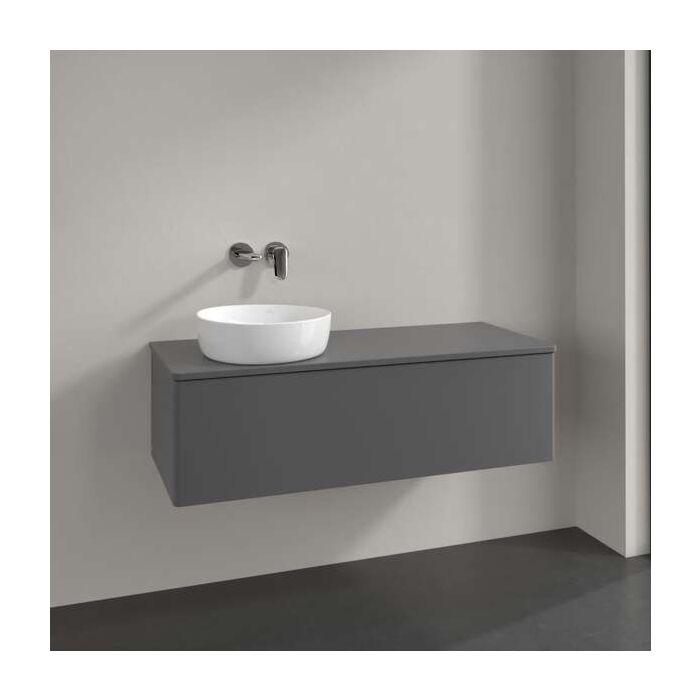Villeroy Und Boch Antao Waschtisch-Unterschrank K33050GK 120X36X50Cm, Hahnloch, Waschbeckenplattenfarbe Lack, Anthracite Matt Lacquer