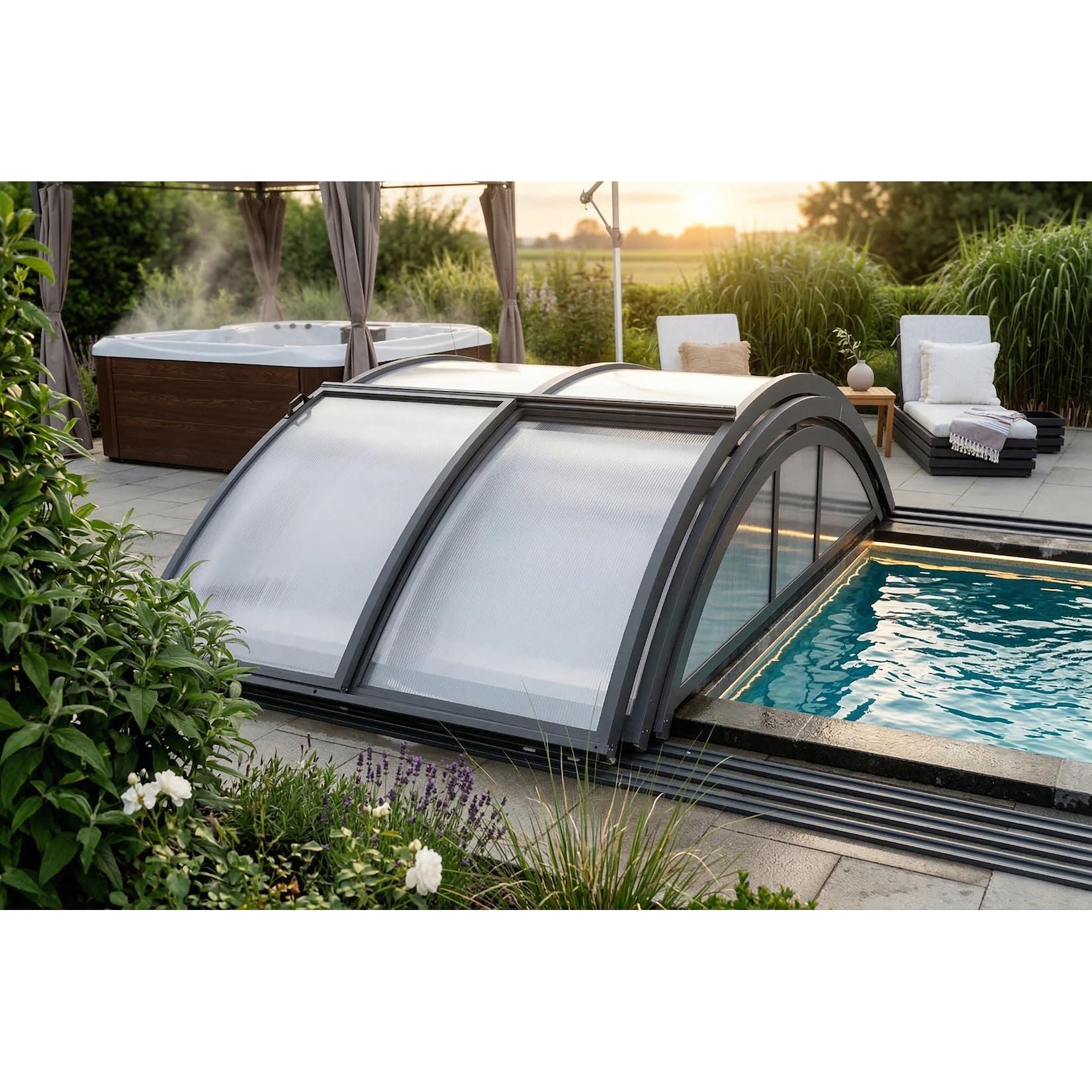 Poolüberdachung ""Adèle"" aus Aluminium, ca. 10,37 x 5,47 x 1,30 m
