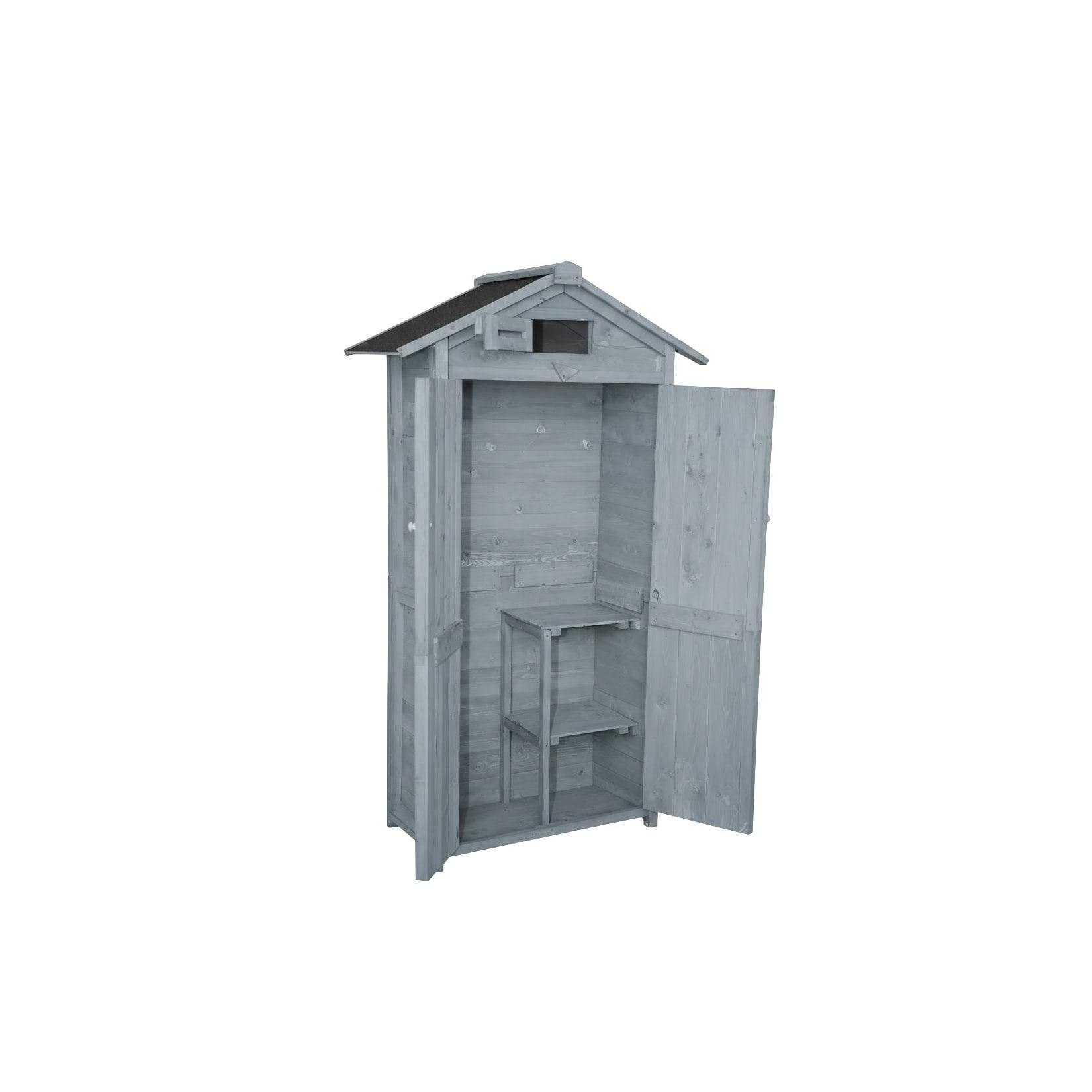 Werkzeugschrank aus Holz, ca. 88 x 45,5 x 168 cm - Grau - Fenster