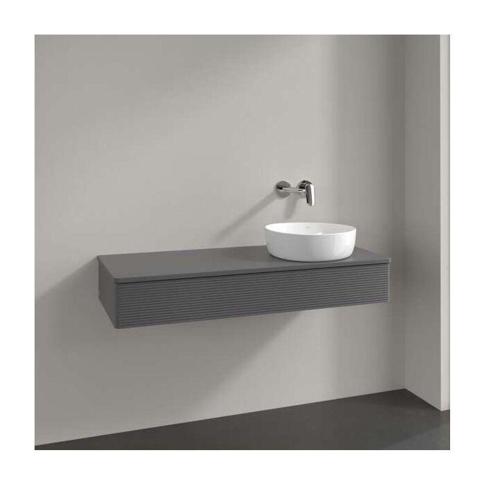 Villeroy Und Boch Antao Waschtisch-Unterschrank K12150GK 120X19X50Cm, Hahnloch, Waschbeckenplattenfarbe Lack, Anthracite Matt Lacquer