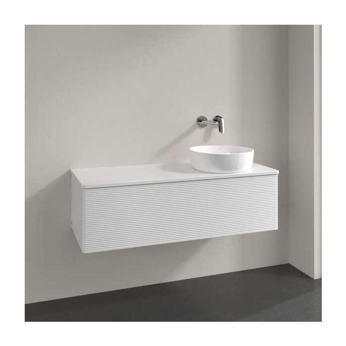 Villeroy Und Boch Antao Waschtisch-Unterschrank K34150GF 120X36X50Cm, Hahnloch, Waschbeckenplattenfarbe Lack, Glossy White Lacquer