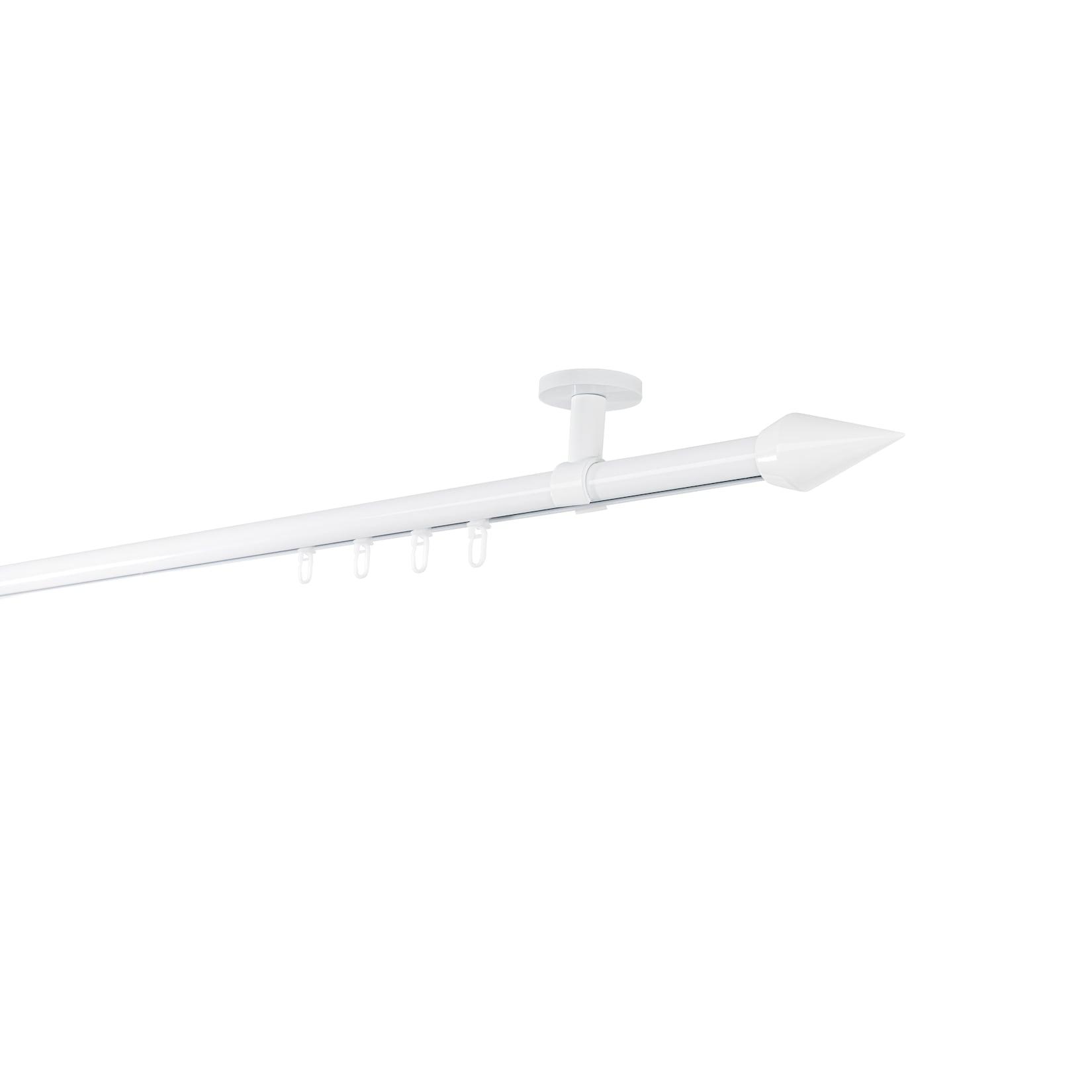Ondeco Gardinenstange auf Maß Innenlauf 20mm Kegel 1-lauf Deckenträger 4cm mit Gleiter Farbe: Weiß, Größe: 340cm