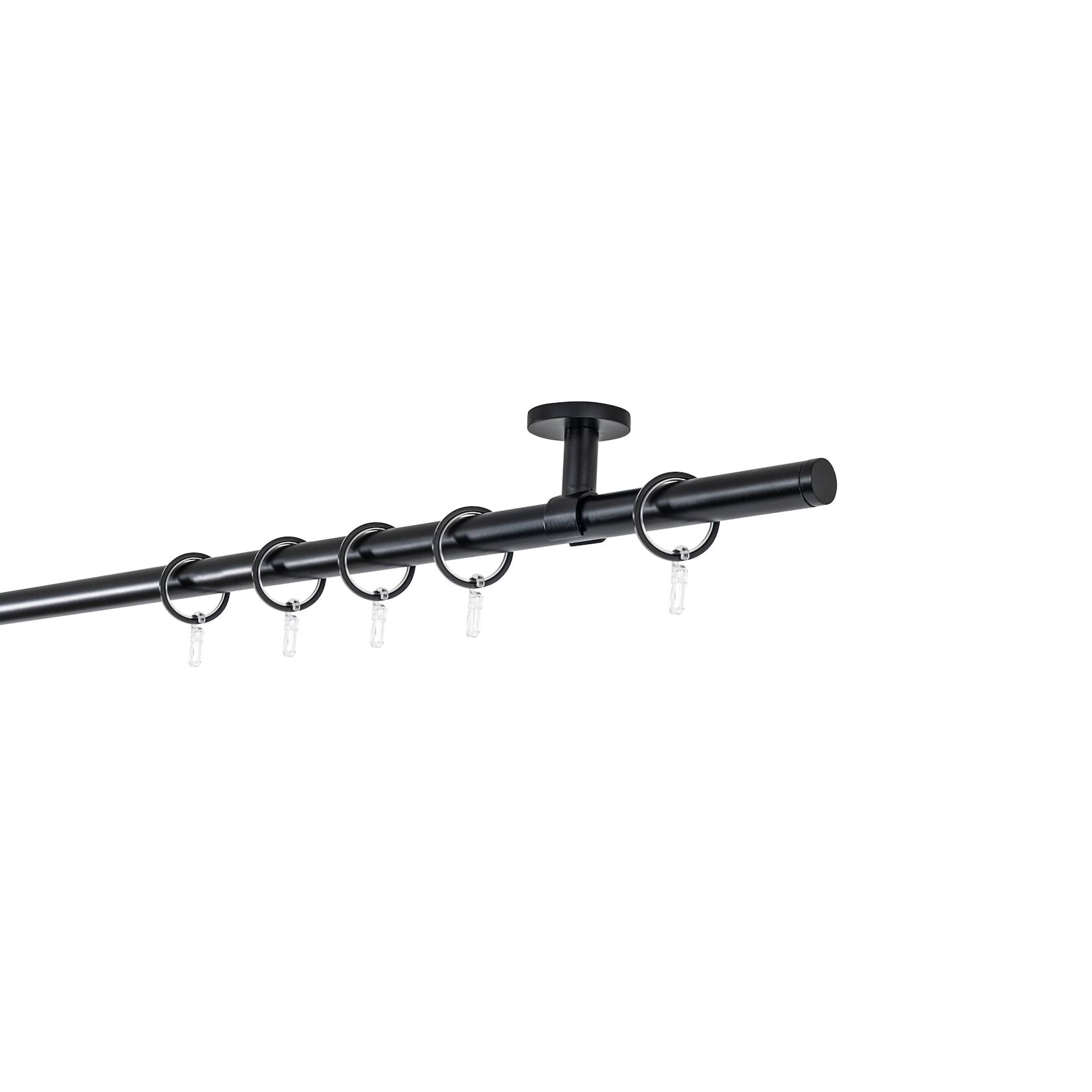 ONDECO 20mm,1-läufig,Rohr,Deckenträger classic,Endstück match Größe: 270cm, Farbvariante: Schwarz
