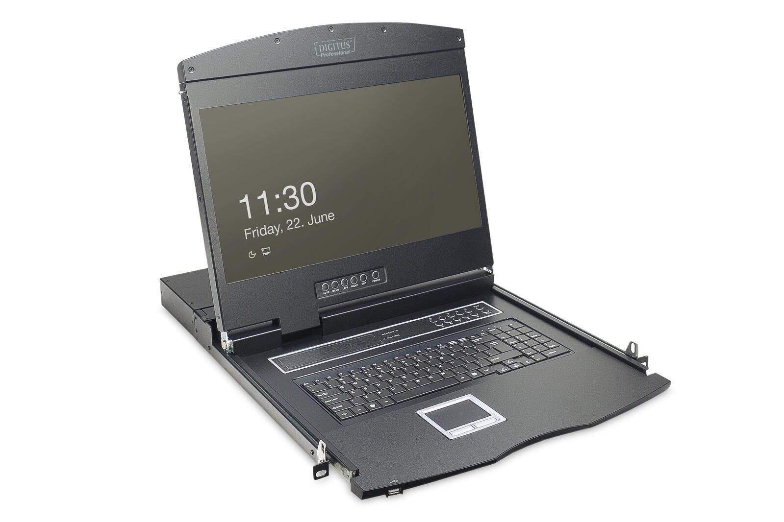 Digitus Modulare 48,3 Cm (19 ") Tft-Konsole Ohne Tastatur, Ohne Kvm-Modul, Ral 9005 Schwarz