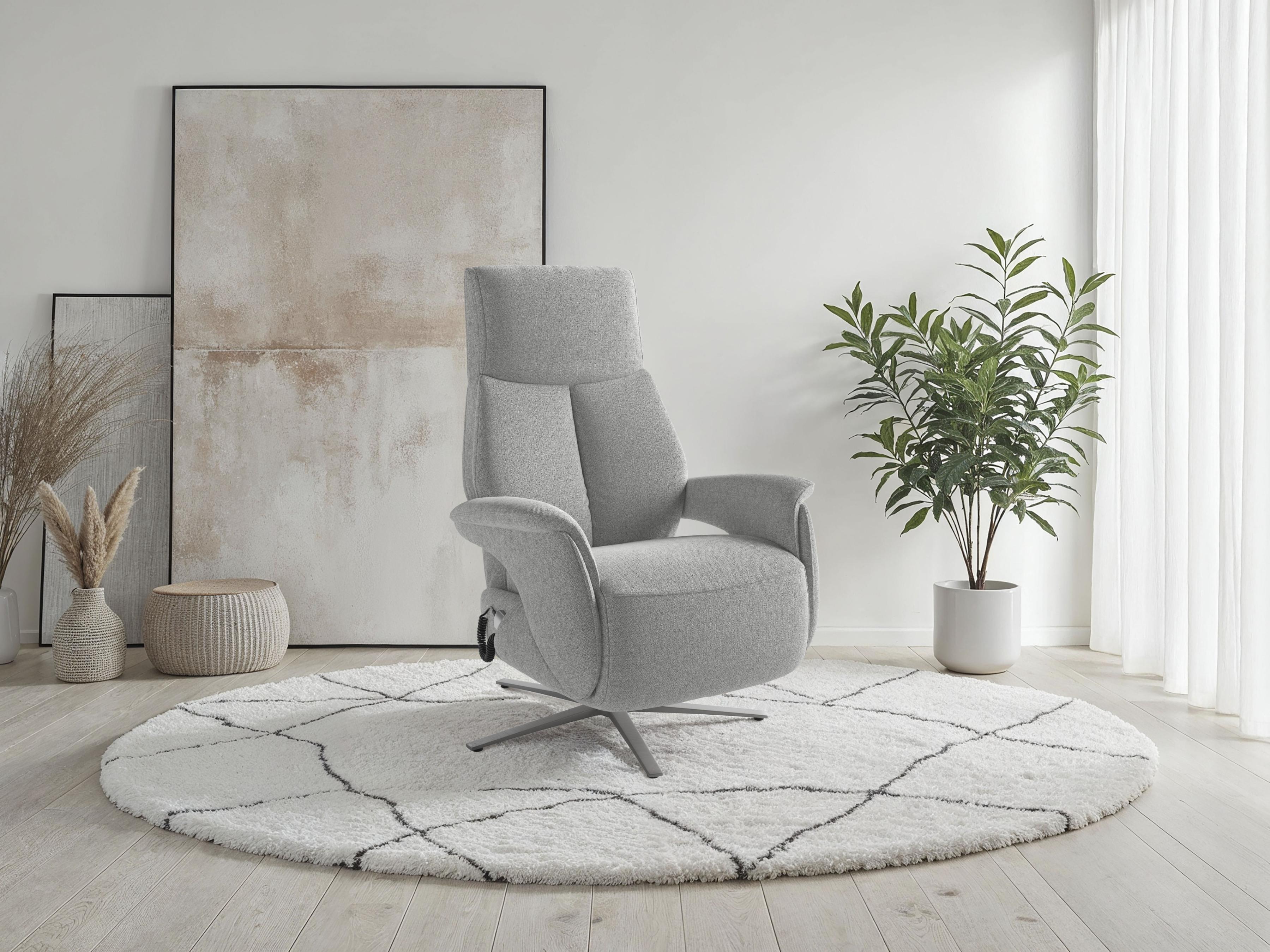 TV-Sessel SIT & MORE "TV Lazy", silber, B:75cm H:110cm T:85cm, 100% Polyester, Sessel, TV-Sessel, mit Herz-Waage-Positon und 3 Motoren