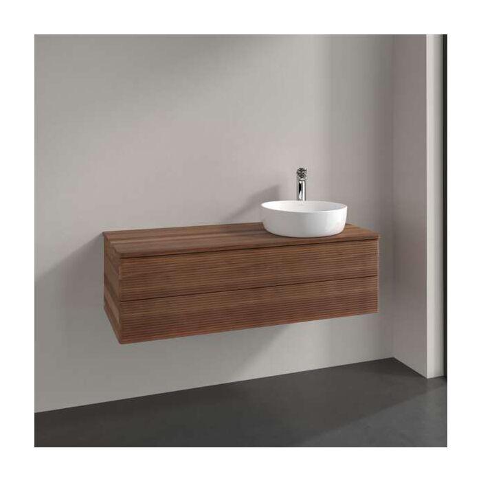 Villeroy Und Boch Antao Waschtisch-Unterschrank L23152HM Mit Beleuchtung, 2 AuszüGe, 1200 X 360 X 500 Mm, Front Mit Struktur, Warm Walnut / Warm Walnut