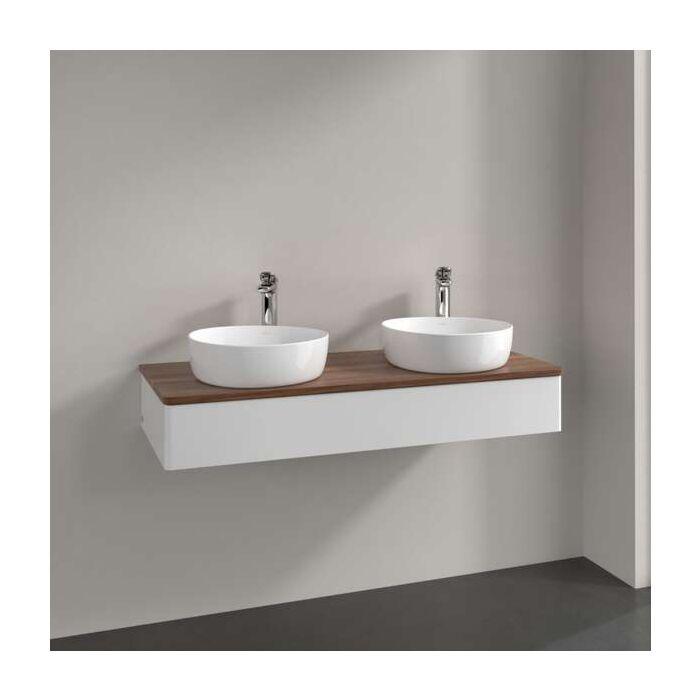 Villeroy Und Boch Antao Waschtisch-Unterschrank K13012GF 120X19X50Cm, Waschbeckenplattenfarbe Warm Walnut, Glossy White Lacquer