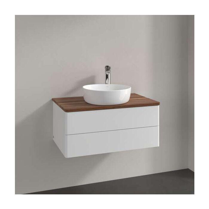 Villeroy Und Boch Antao Waschtisch-Unterschrank K19012GF 80X36X50Cm, Waschbeckenplattenfarbe Warm Walnut, Glossy White Lacquer