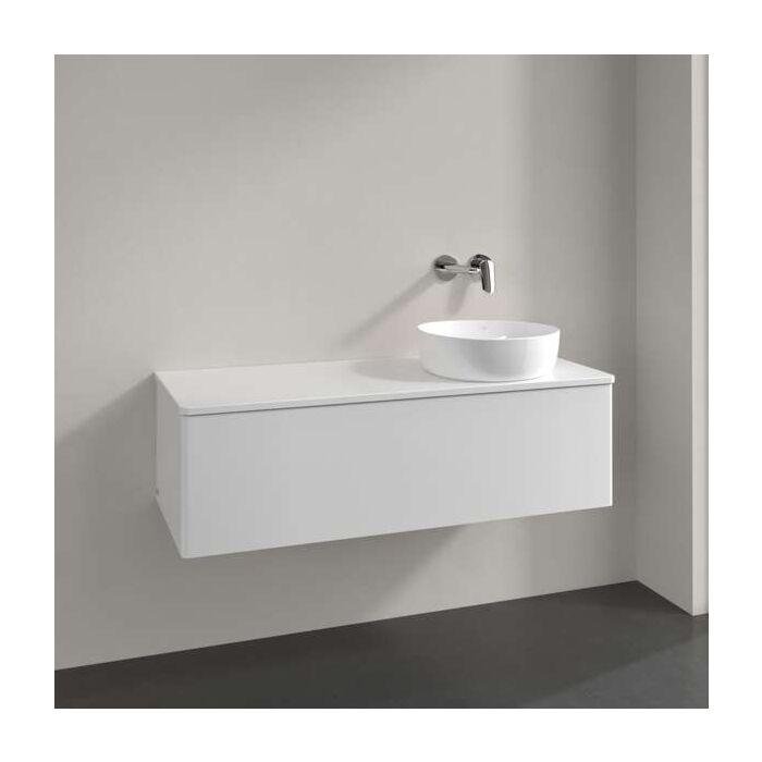 Villeroy Und Boch Antao Waschtisch-Unterschrank K34050GF 120X36X50Cm, Hahnloch, Waschbeckenplattenfarbe Lack, Glossy White Lacquer
