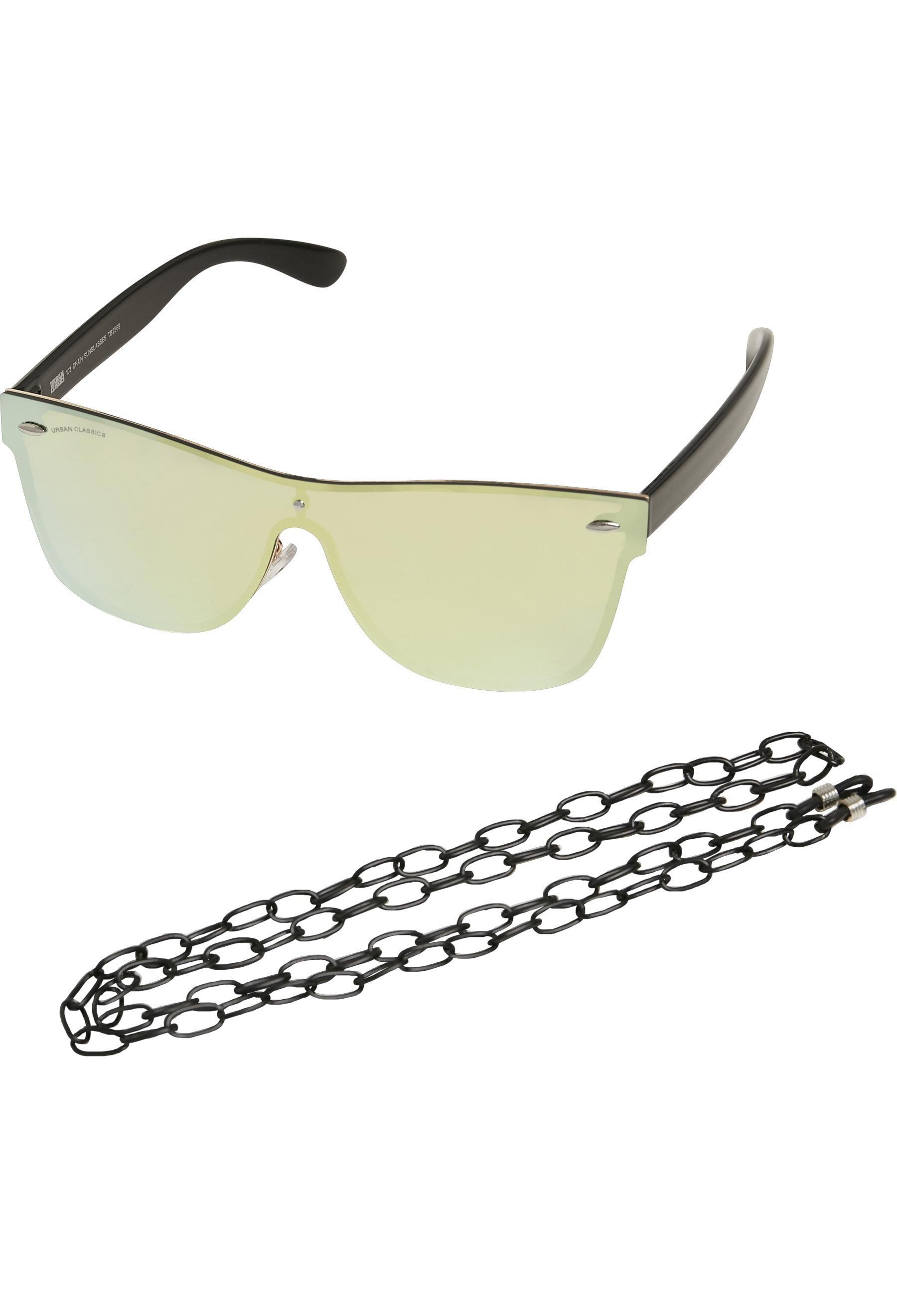 Sonnenbrille Urban Classics "Urban Classics Unisex 103 Chain Sunglasses", Damen, Gelb (Schwarz, Gold Mirror), Sonnenbrillen Sonnenbrille