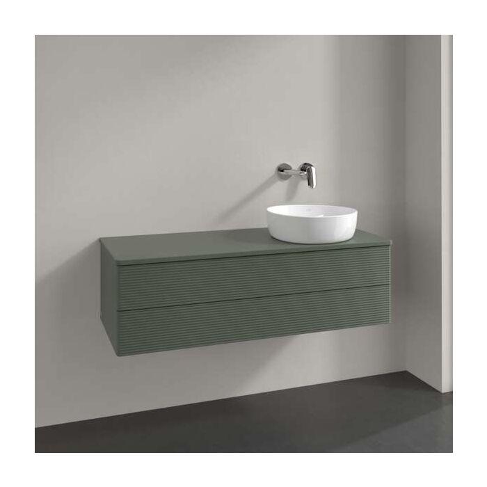 Villeroy Und Boch Antao Waschtisch-Unterschrank K23150HL 120X36X50Cm, Hahnloch, Waschbeckenplattenfarbe Lack, Leaf Green Matt Lacquer