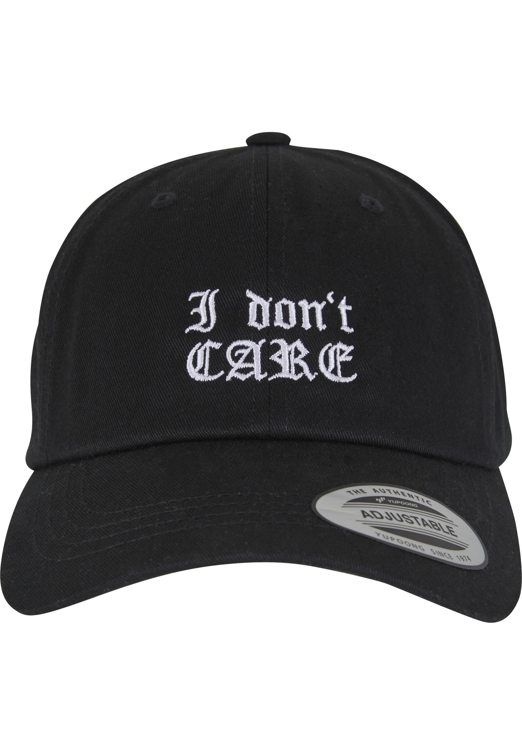 Snapback Cap Mistertee "Mistertee I Don‘T Care Low Profile Cotton Twill", Herren, Gr. Onesize, Schwarz, 100% Baumwolle, Bedruckt, Caps