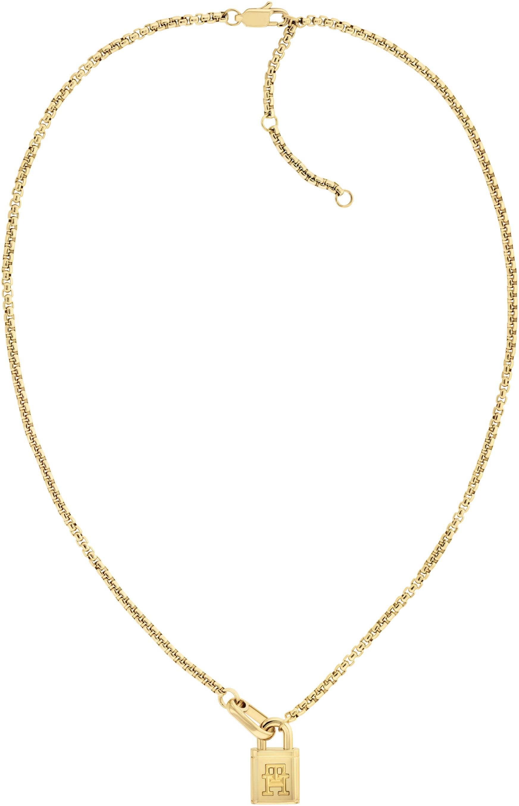 Kette Mit AnhäNger Tommy Hilfiger "American Icon", Gold (Gelbgoldfarben), Halsketten, Damen, Edelstahl, L: 45,5 B: 2Mm, Teilweise Mit Emaille, B:2Mm