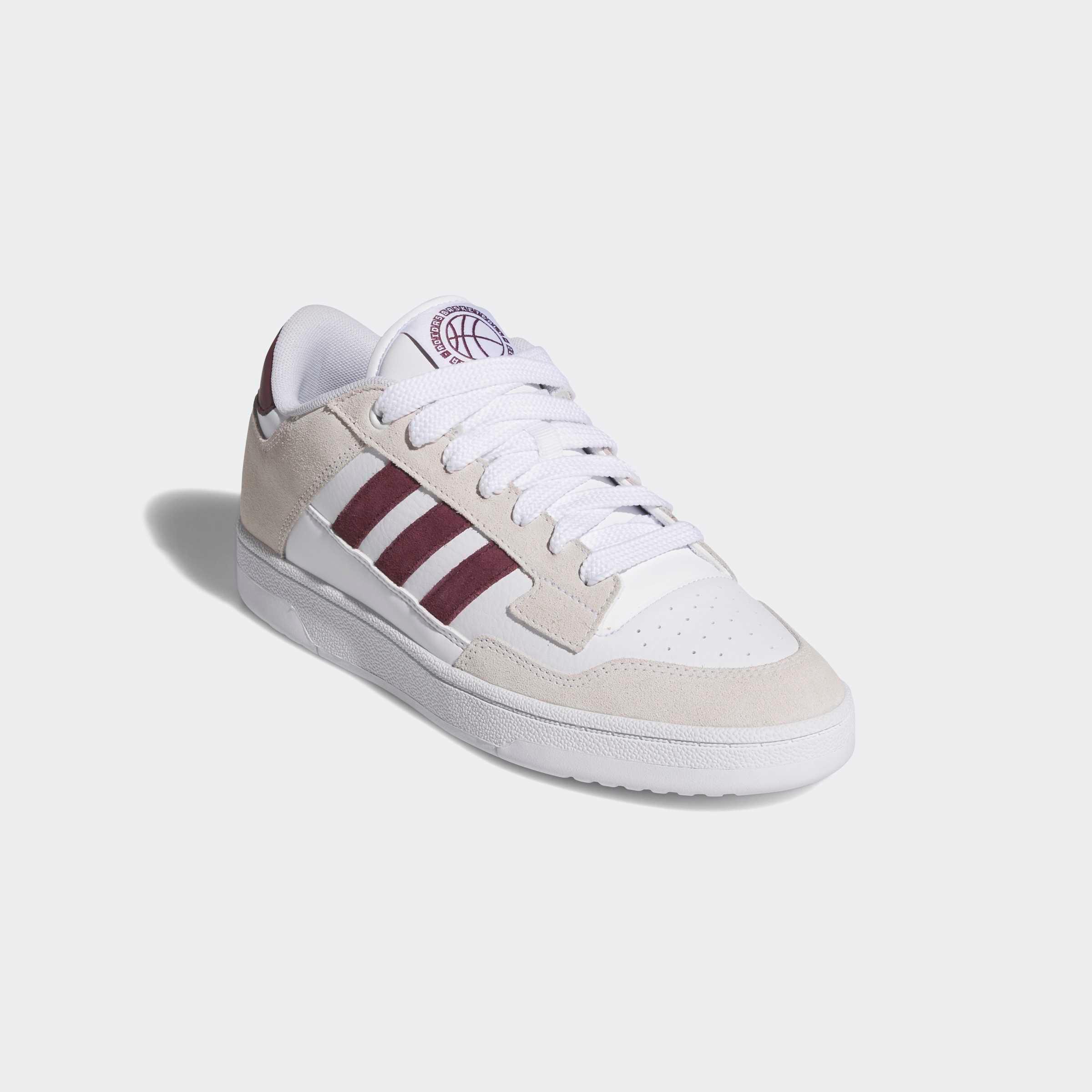 Sneaker Adidas Sportswear "Rapid Court Low", Damen, Gr. 44,5, Beige (Cloud Weiß, Maroon, Ftwr Weiß), Leder, Synthetik, Schuhe Sneaker