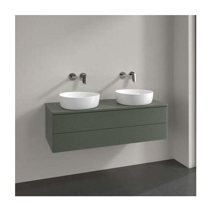 Villeroy Und Boch Antao Waschtisch-Unterschrank L24150HL Mit Beleuchtung, 2 AuszüGe, 1200 X 360 X 500 Mm, Front Mit Struktur, Leaf Green Matt Lacquer / Leaf Green Matt Lacquer