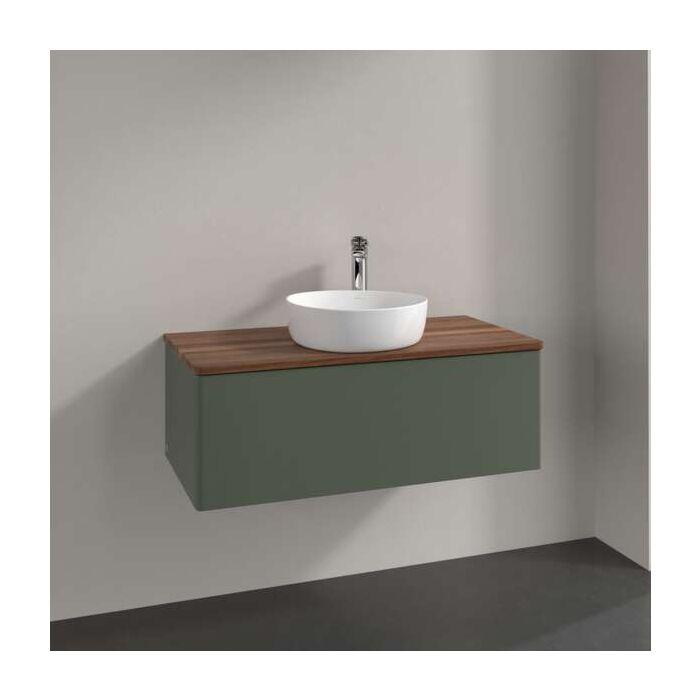Villeroy Und Boch Antao Waschtisch-Unterschrank K31012HL 100X36X50Cm, Waschbeckenplattenfarbe Warm Walnut, Leaf Green Matt Lacquer