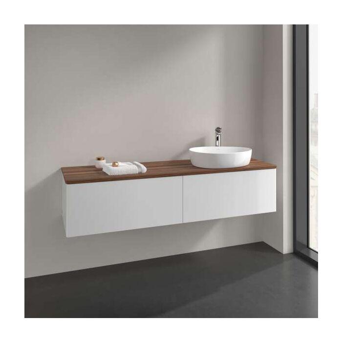 Villeroy Und Boch Antao Waschtisch-Unterschrank K38052GF 160X36X50Cm, Hahnlochbohrung, Waschbeckenplattenfarbe Warm Walnut, Glossy White Lacquer