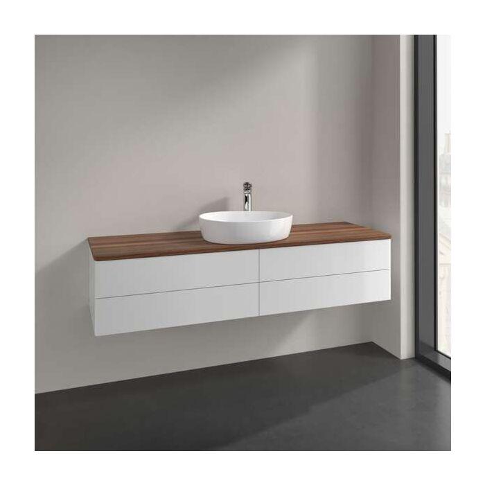 Villeroy Und Boch Antao Waschtisch-Unterschrank L25052GF Mit Beleuchtung, 4 AuszüGe, 1600 X 360 X 500 Mm, Front Ohne Struktur, Glossy White Lacquer / Warm Walnut