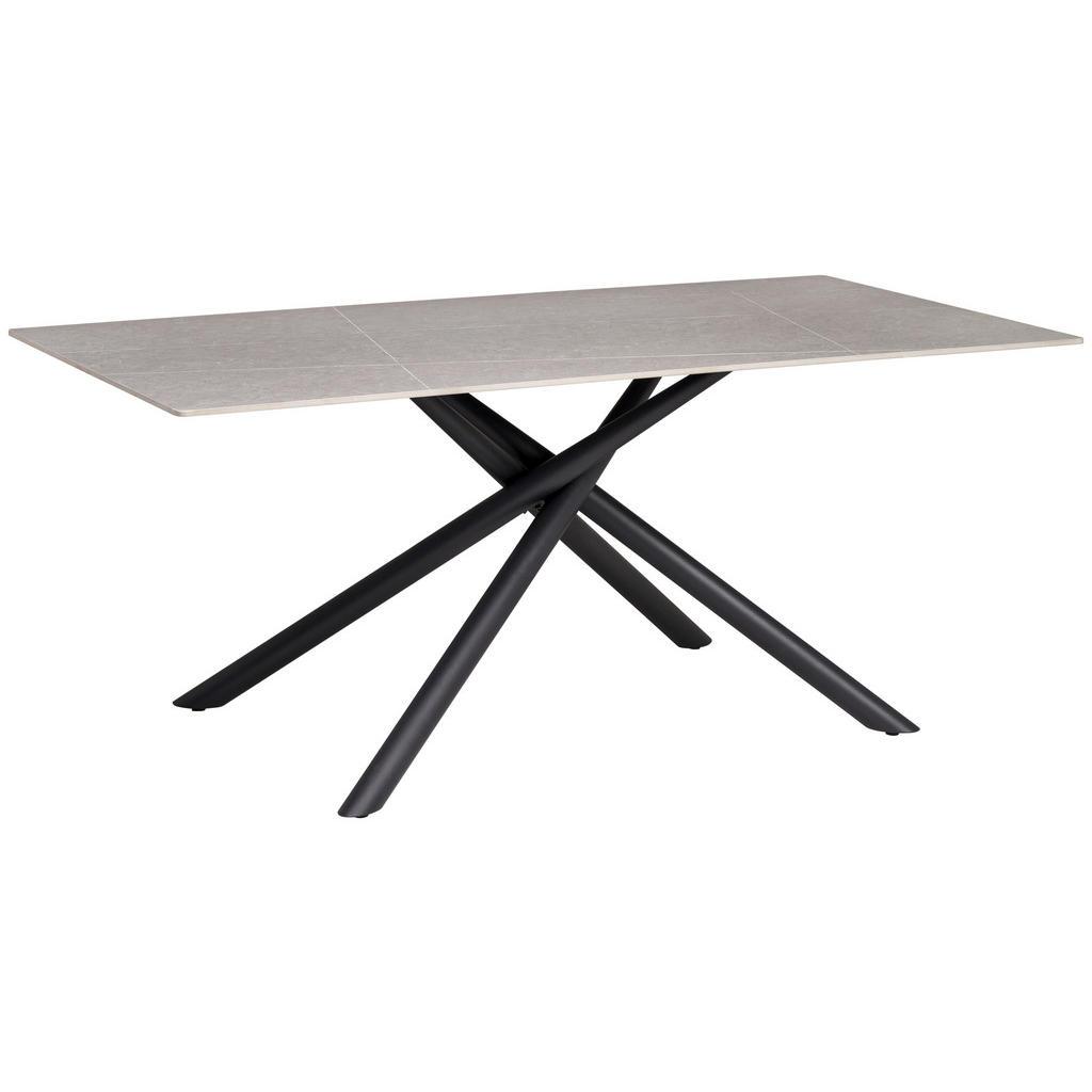 P & B Esstisch , Grau , Metall, Keramik , rechteckig , konisch , 90x76x180 cm , Esszimmer, Esstische, Esstische Keramik
