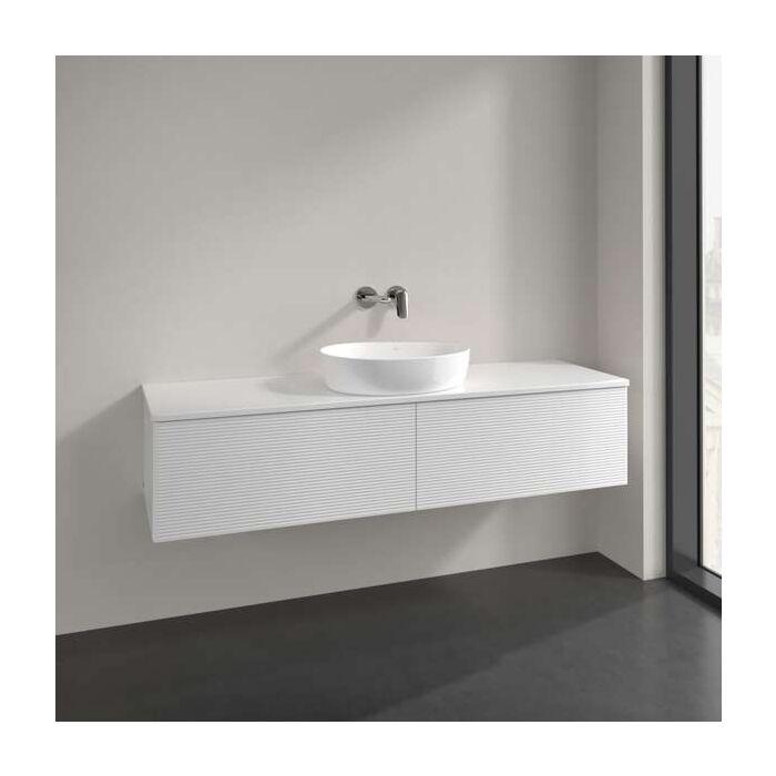 Villeroy Und Boch Antao Waschtisch-Unterschrank L36150GF Mit Beleuchtung, 2 AuszüGe, 1600 X 360 X 500 Mm, Front Mit Struktur, Glossy White Lacquer / Glossy White Lacquer