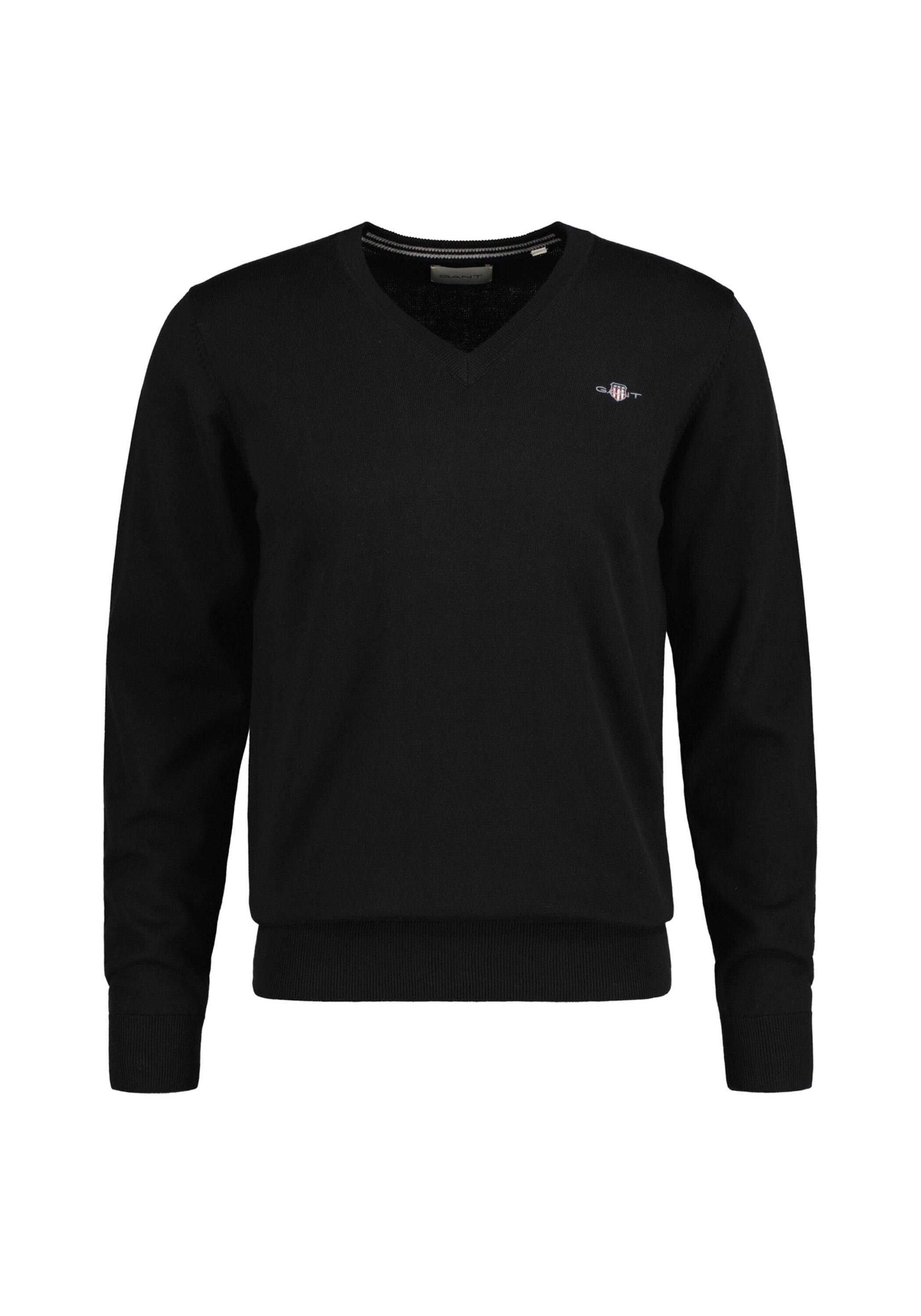 Sweater Gant "Strickpullover Classic Cotton V-NECK", Herren, Gr. Xl, Schwarz, Obermaterial: 100% Baumwolle Co., Sweatshirts Sweater