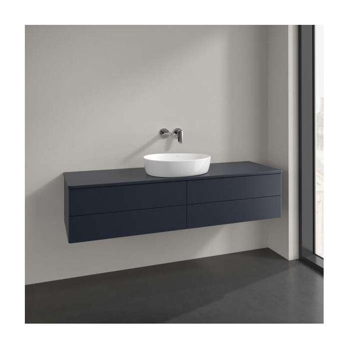 Villeroy Und Boch Antao Waschtisch-Unterschrank L25050HG Mit Beleuchtung, 4 AuszüGe, 1600 X 360 X 500 Mm, Front Ohne Struktur, Midnight Blue Matt Lacquer / Midnight Blue Matt Lacquer