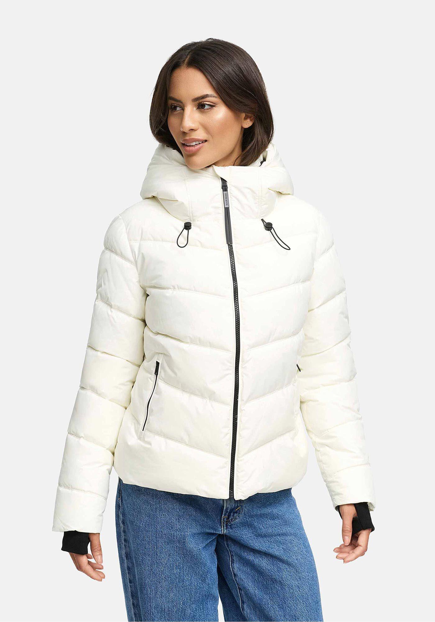 Winterjacke Marikoo "Yukanii", Damen, Gr. Xxl, Weiß (Sanftes Weiß), Obermaterial: 100% Polyester. Futter: 100% Polyester. Wattierung: 100% Polyester. ÄRmelfutter: 100% Polyester, Jacken Winterjacke, Kurze Winterjacke Mit Langen BüNdchen Und Daumenloch