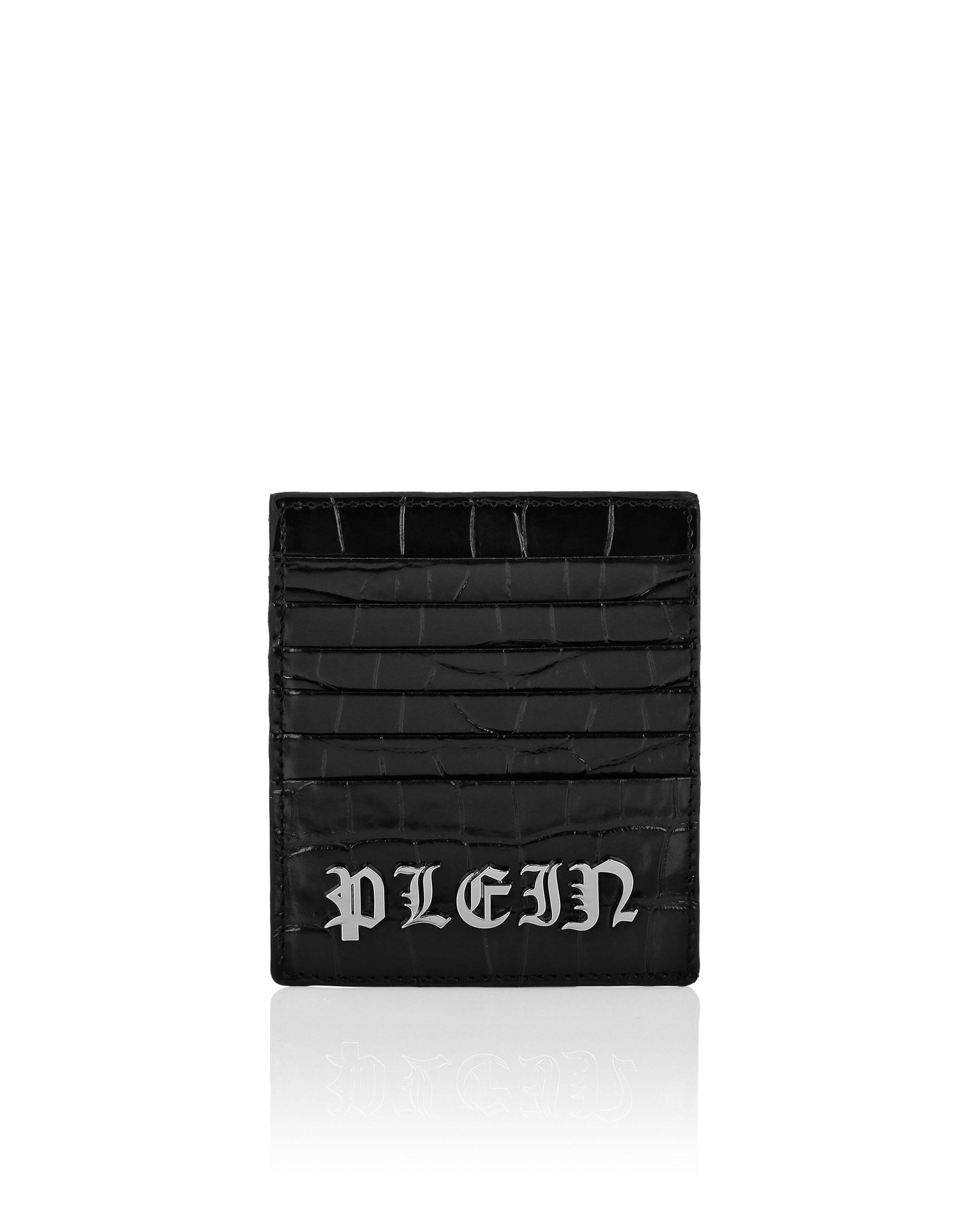 Clutch Philipp Plein "Gothic Plein Crocco Print", Damen, 02, Schwarz, Taschen