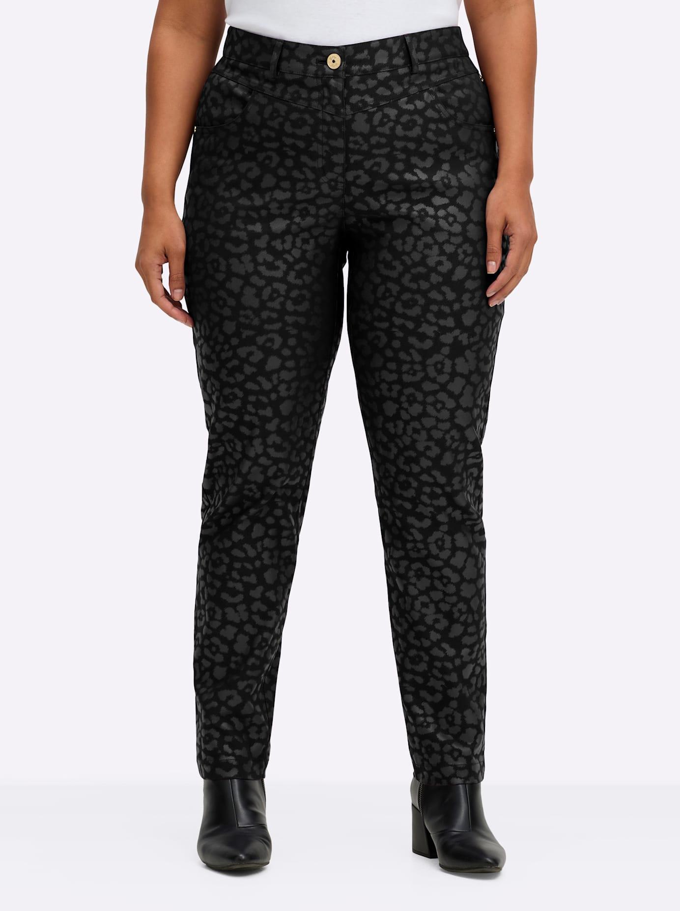 Webhose Sheego, Damen, Gr. 44, NormalgrößEn, Schwarz, Bedruckt, 78% Viskose, 19% Polyamid, 3% Elasthan, Bedruckt, Gemustert, Mehrfarbig, Hosen