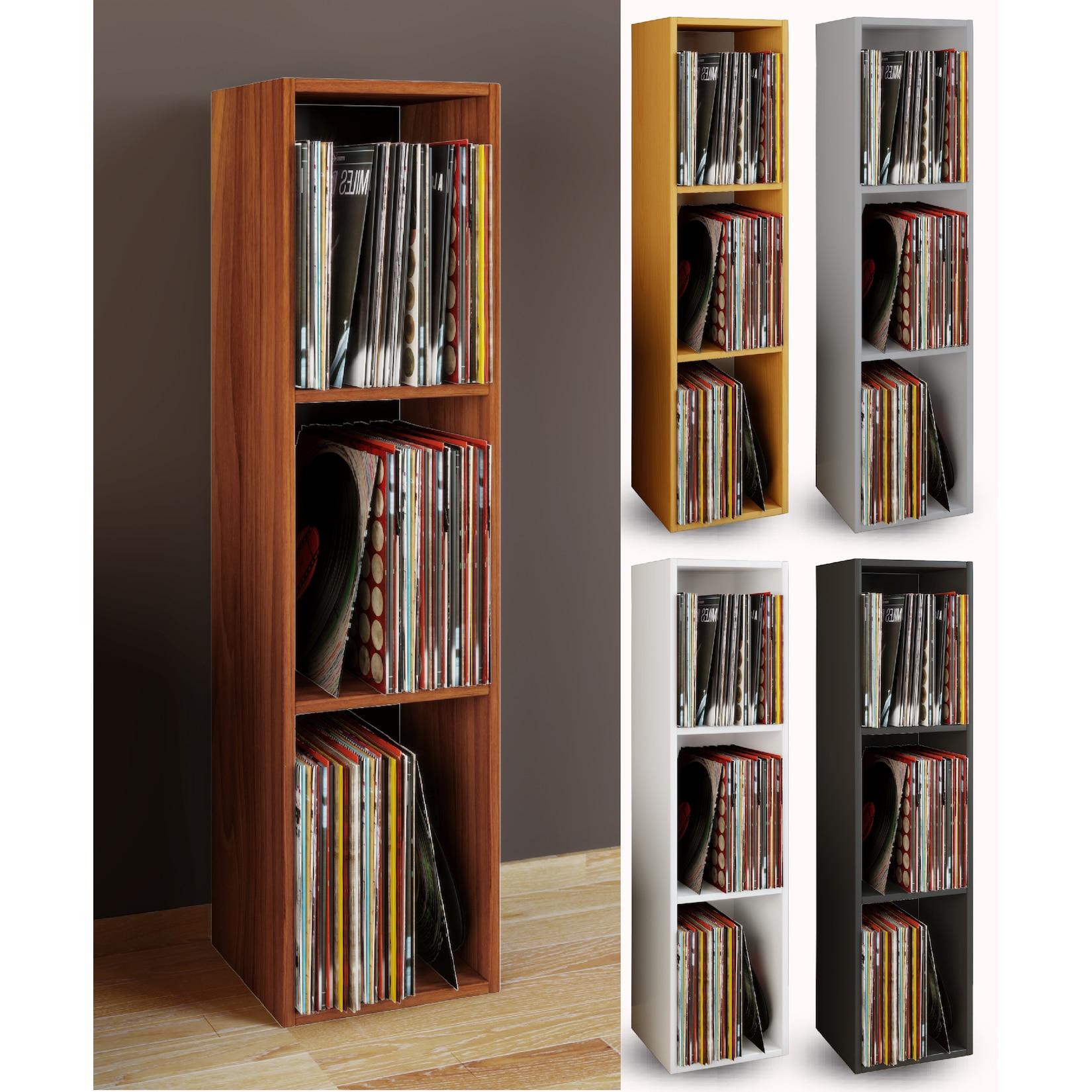 Vcm Holz Schallplatten Regal Stand Regal Mit 3 FäCher FüR 100 Schallplatten MaßE: H. 107 X B. 34 X T. 30 Cm - Platto