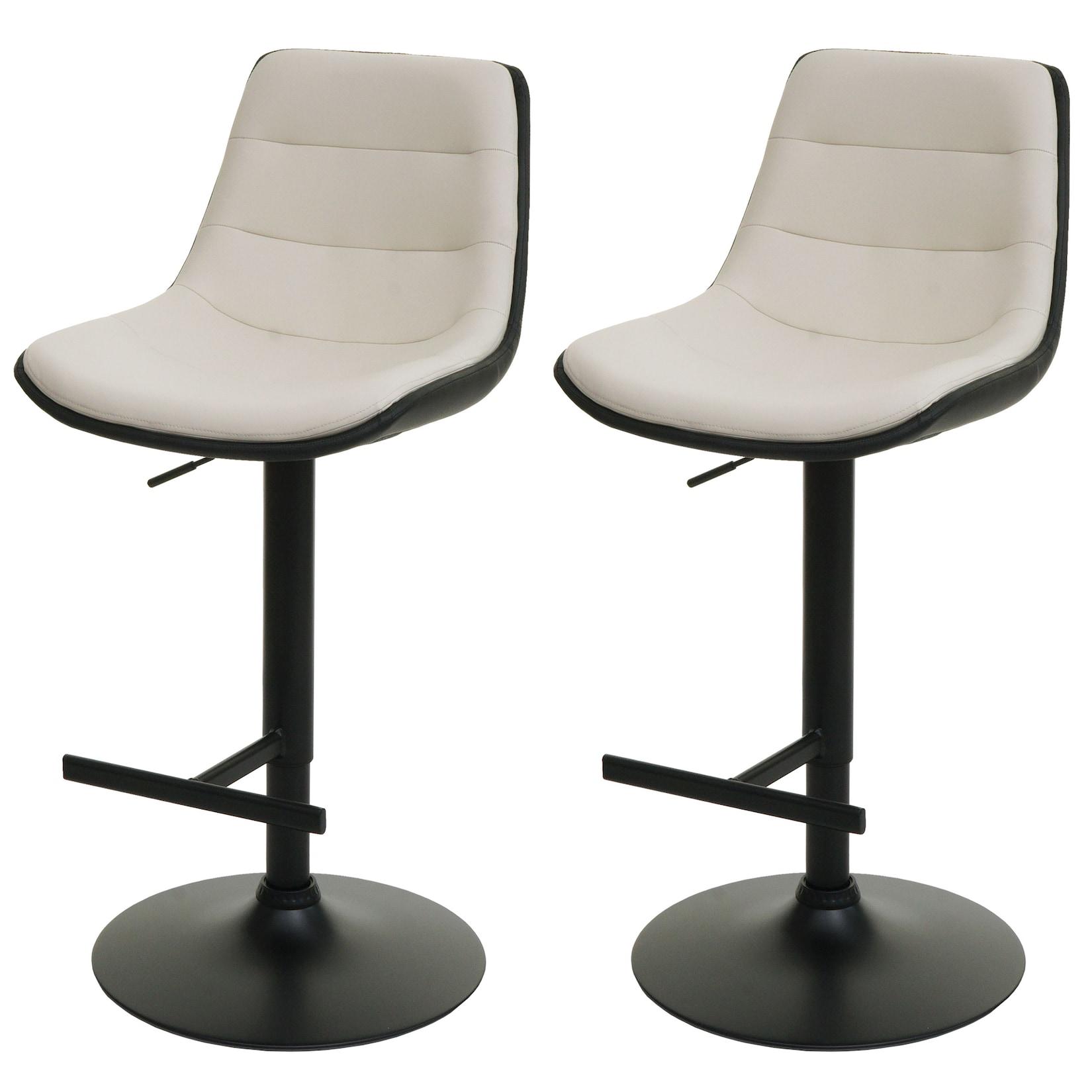 2Er-Set Barhocker MCW-L85, Barstuhl Tresenhocker Drehhocker, HöHenverstellbar Mit Lehne Kunstleder ~ Creme-Beige