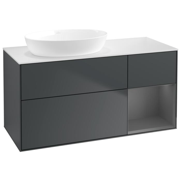 Villeroy Und Boch Finion Waschtischunterschrank GA51GKHG 120Cm, Abdeckplatte White Matt, Emotion, Regale Anthracite Matt Lacquer, Midnight Blue Matt Lacquer
