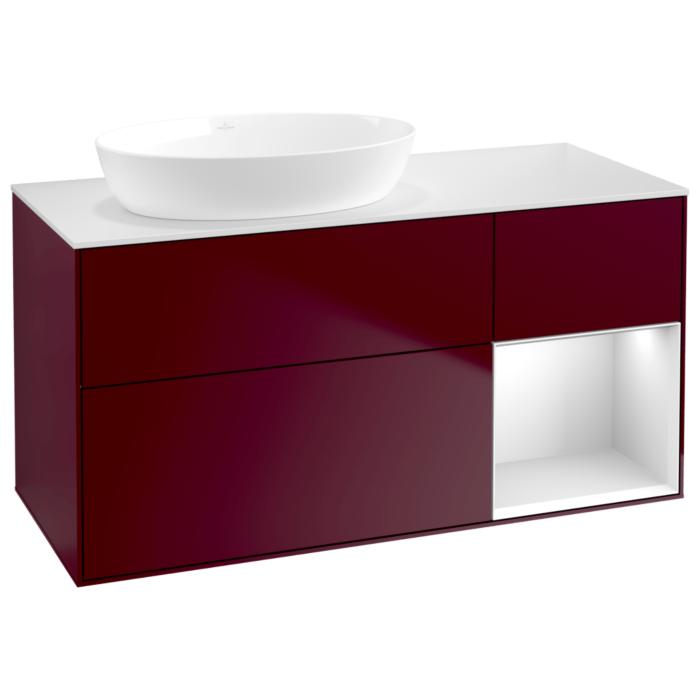 Villeroy Und Boch Finion Waschtischunterschrank GA51MTHB 120Cm, Abdeckplatte White Matt, Emotion, Regale White Matt Lacquer, Peony Matt