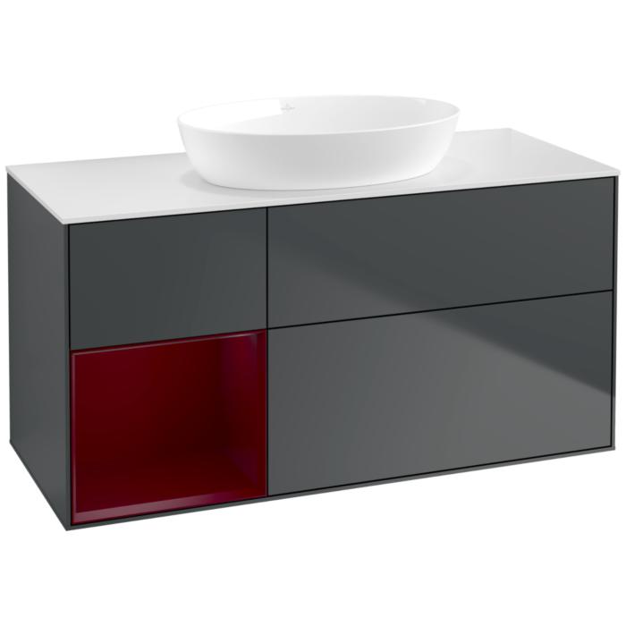 Villeroy Und Boch Finion Waschtischunterschrank FA61HBHG 120Cm, Abdeckplatte White Matt, Regale Peony Matt Lacquer, Midnight Blue Matt Lacquer