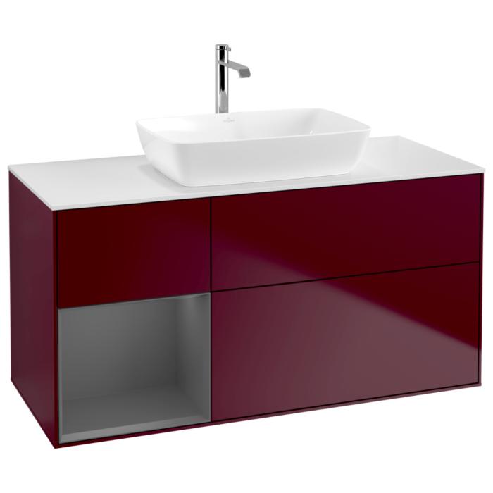 Villeroy Und Boch Finion Waschtischunterschrank G821GKHB 120Cm, Abdeckplatte White Matt, Emotion, Regale Anthracite Matt Lacquer, Peony Matt