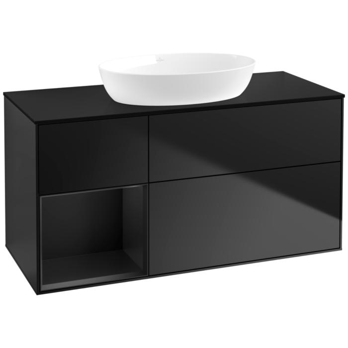 Villeroy Und Boch Finion Waschtischunterschrank FA62PDPD 120Cm, Abdeckplatte Black Matt, Regale Black Matt Lacquer, Black Matt Lacquer