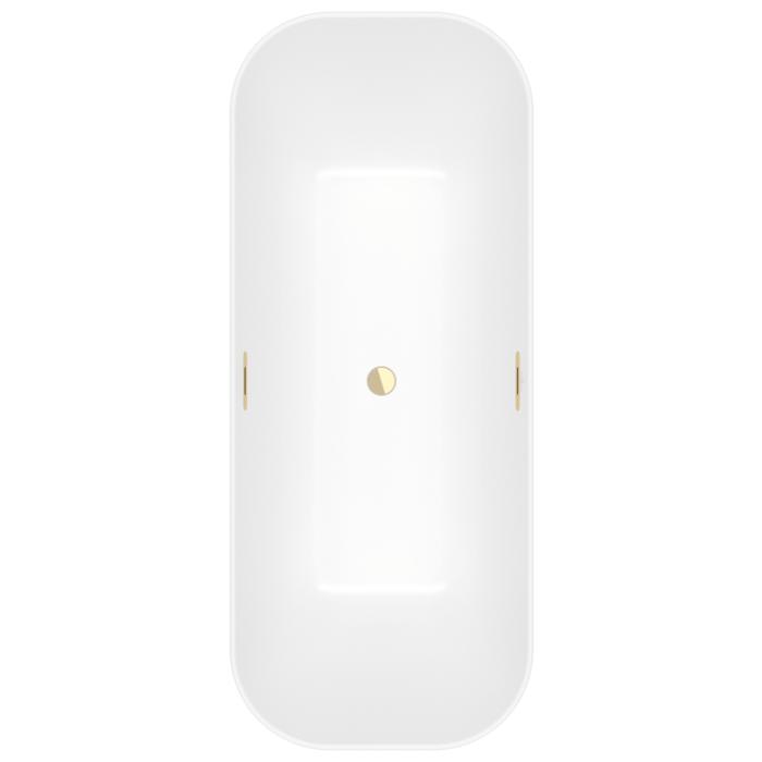 Villeroy Und Boch Finion Rechteck-Freistehwanne 177FIN7N3BCV3RW 170 X 70 Cm, Wasserzulauf, SchüRze Colour On Demand, Stone White, Gold
