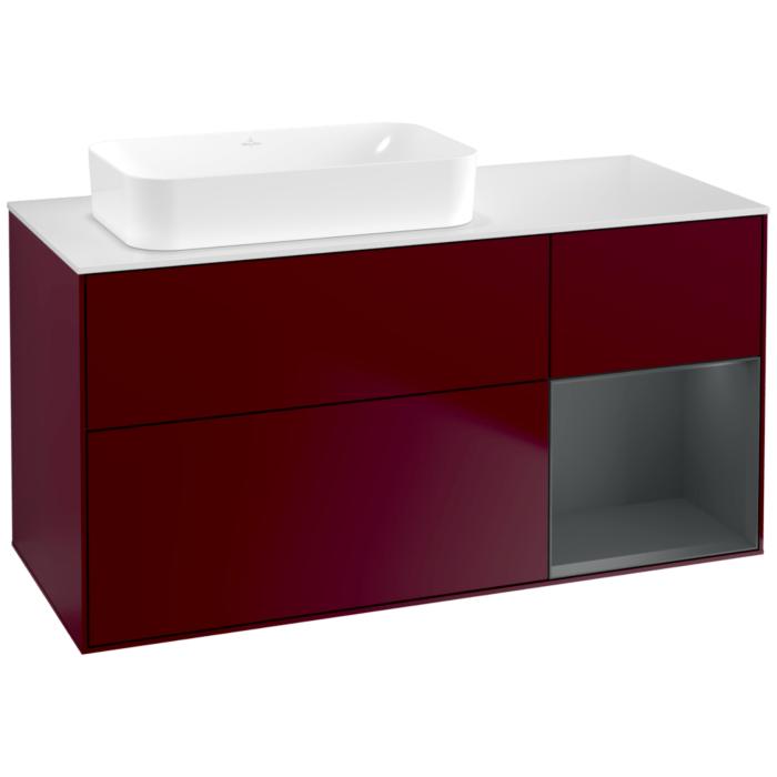 Villeroy Und Boch Finion Waschtischunterschrank F691HGHB 120X60,3X50,1Cm, Regal Rechts Midnight Blue Matt Lacquer, Peony Matt