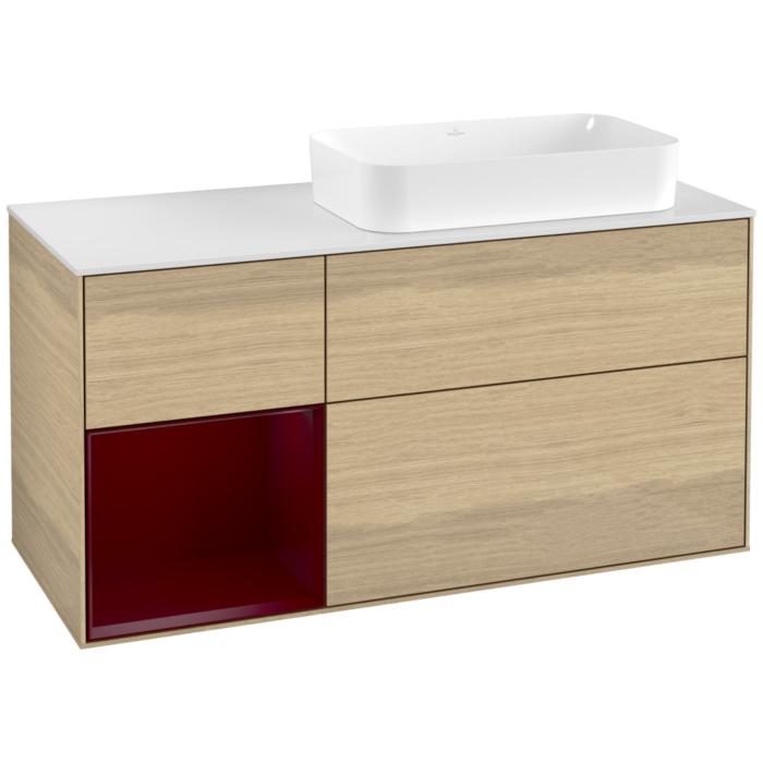 Villeroy Und Boch Finion Waschtischunterschrank G681HBPC 120X60,3X50,1Cm, Regal Links Peony, Oak Veneer