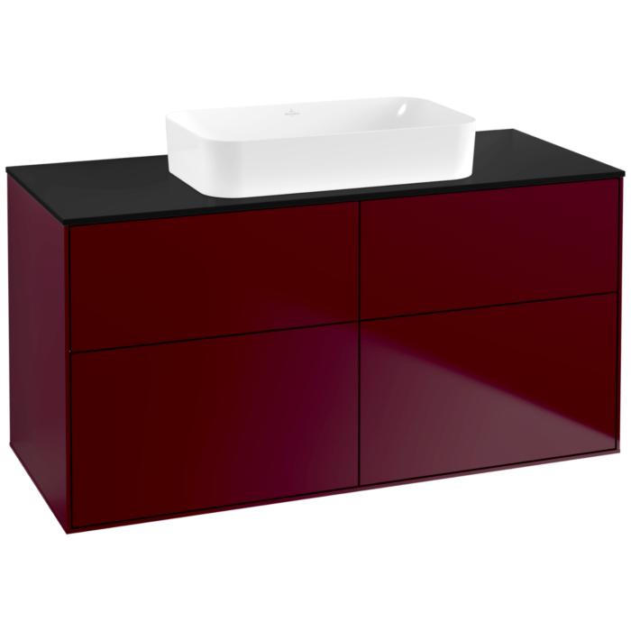 Villeroy Und Boch Finion Waschtischunterschrank F67200HB 120X60,3X50,1Cm, Glass Black Matt, Peony Matt