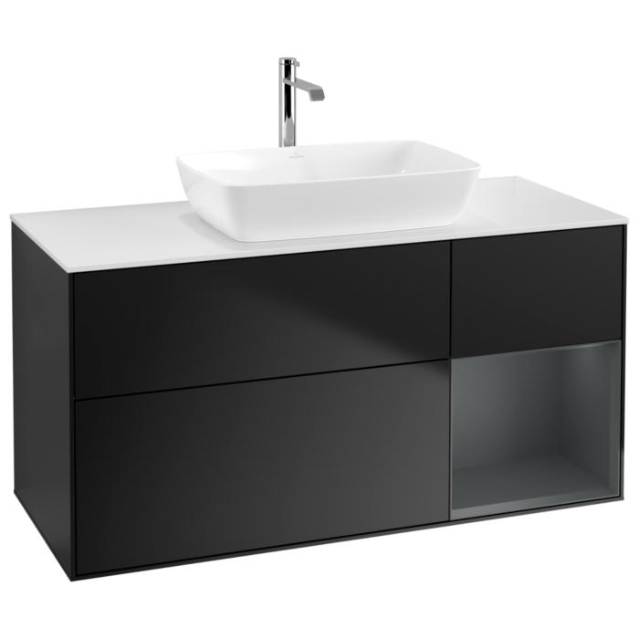 Villeroy Und Boch Finion Waschtischunterschrank G831HGPD 120Cm, Abdeckplatte White Matt, Emotion, Regale Midnight Matt Lacquer, Black Matt Lacquer