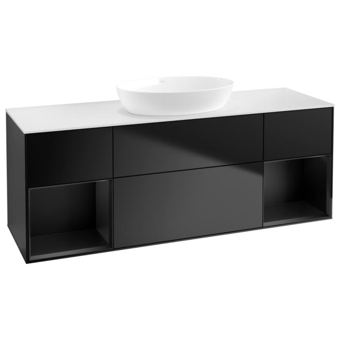 Villeroy Und Boch Finion Waschtischunterschrank GD01PDPD 120Cm, Abdeckplatte White Matt, Emotion, Regale Black Matt Lacquer, Black Matt Lacquer