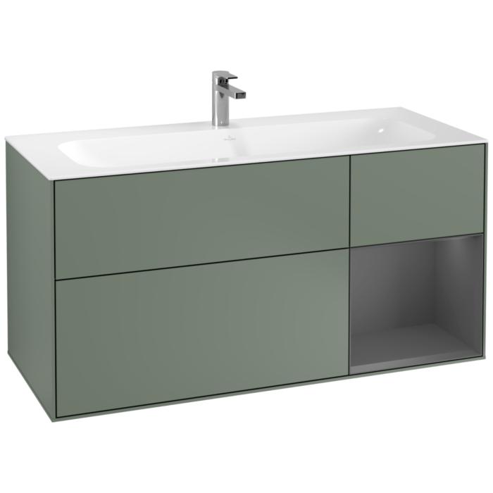 Villeroy Und Boch Finion Waschtischunterschrank G070GKGM 119,6X59,1Cm, Emotion, Regal Rechts Anthracite Matt, Olive Matt Lacquer