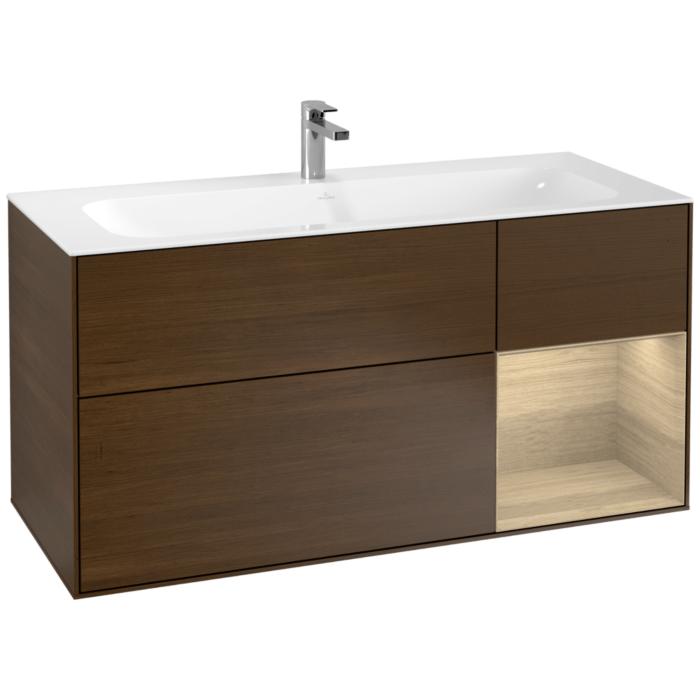 Villeroy Und Boch Finion Waschtischunterschrank G070PCGN 119,6X59,1Cm, Emotion, Regal Rechts Oak Veneer, Walnut Veneer