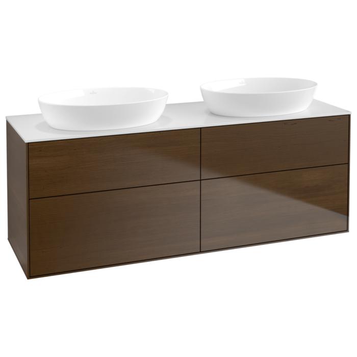 Villeroy Und Boch Finion Waschtischunterschrank GA8100GN 160X60,3Cm, Emotion, Abdeckplatte White Matt, Walnut Veneer