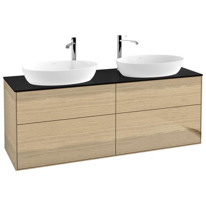 Villeroy Und Boch Finion Waschtischunterschrank F96200PC 160X60,3Cm, Abdeckplatte Black Matt, Oak Veneer