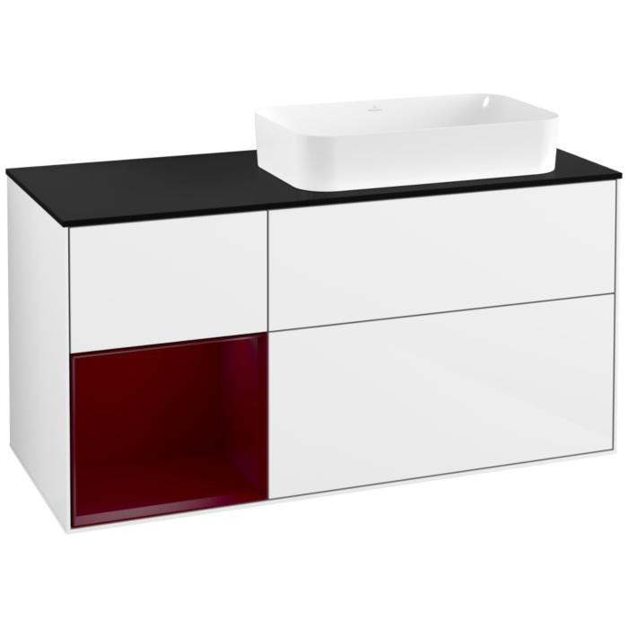 Villeroy Und Boch Finion Waschtischunterschrank G682HBGF 120X60,3X50,1Cm, Regal Links Peony, Glossy White Lacquer