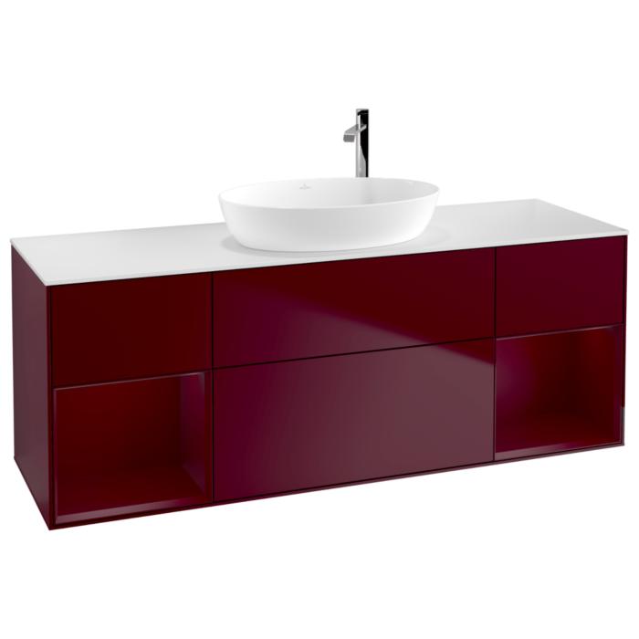 Villeroy Und Boch Finion Waschtischunterschrank G981HBHB 160Cm, Abdeckplatte White Matt, Emotion, Regale Peony Matt Lacquer, Peony Matt