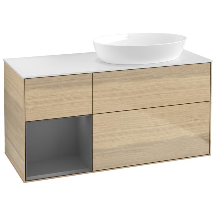 Villeroy Und Boch Finion Waschtischunterschrank GA41GKPC 120Cm, Abdeckplatte White Matt, Emotion, Regale Anthracite Matt Lacquer, Oak Veneer