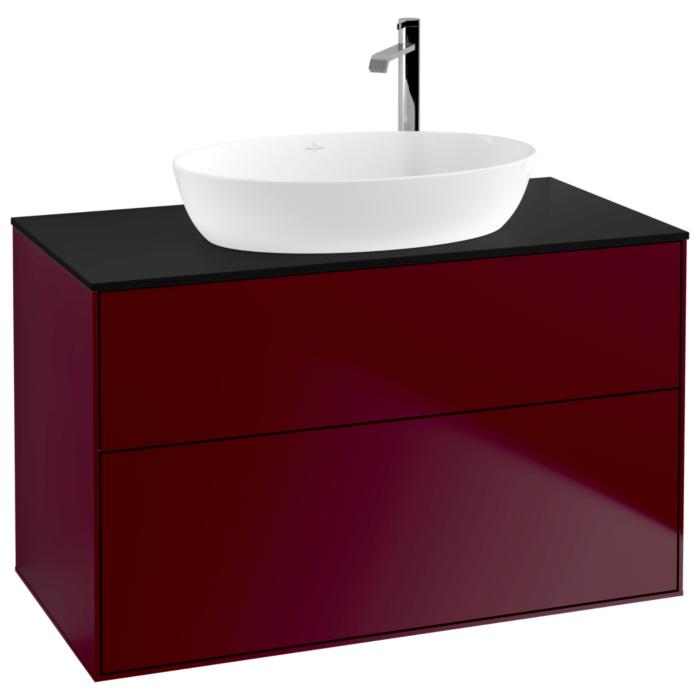 Villeroy Und Boch Finion Waschtischunterschrank G88200HB 100X60,3Cm, Emotion, Abdeckplatte Black Matt, Peony Matt